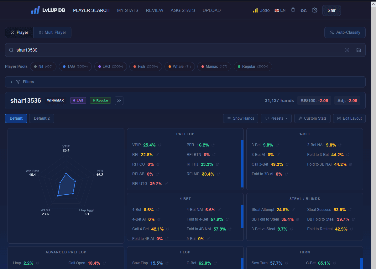 Player search interface